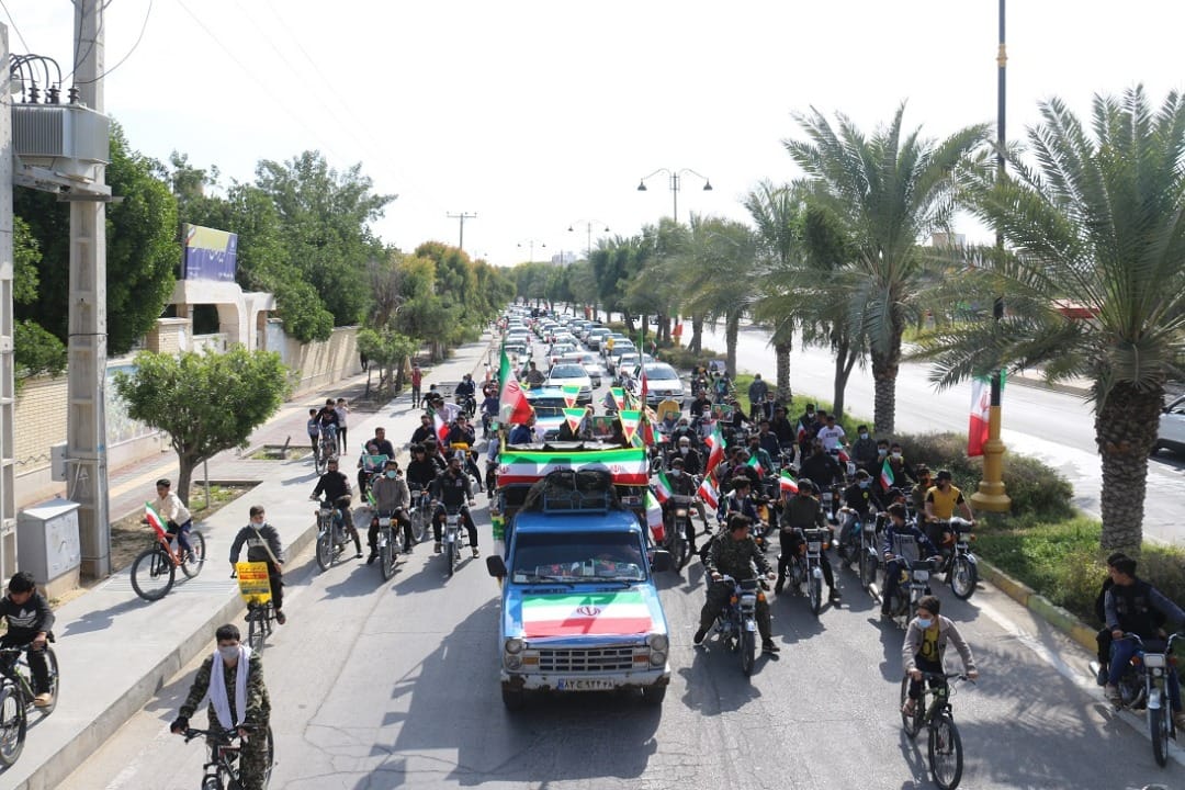 راهپیمایی ۲۲ بهمن ۱۴۰۰ در شهر عالیشهر بصورت خودرویی و موتوری برگزار شد